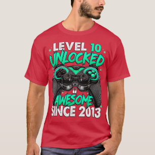 Level 10 Unlocked Awesome Since 2013 10th Birthday T-Shirt