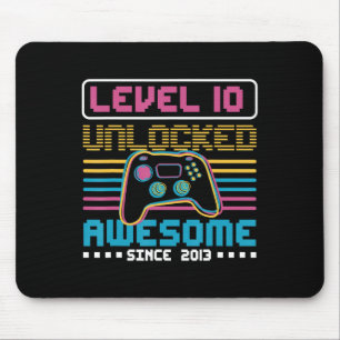 Level 10 unlocked awesome since 2013 Gaming Birthd Mouse Mat