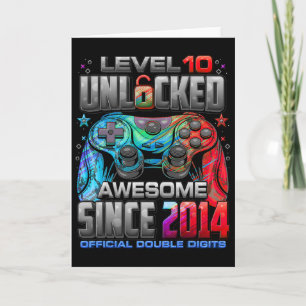 Level 10 Unlocked Awesome Since 2014 10th Birthday Card
