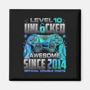 Level 10 Unlocked Awesome Since 2014 10th Birthday Magnet