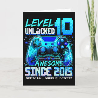 Level 10 Unlocked Awesome Since 2015 10th Birthday Card