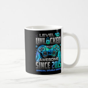 Level 10 Unlocked Awesome Since 2015 10th Birthday Coffee Mug