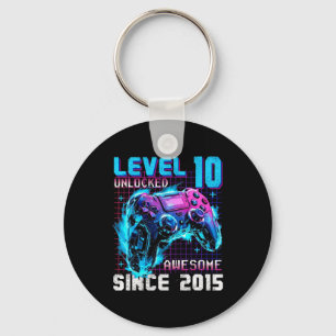 Level 10 Unlocked Awesome Since 2015 10th Birthday Key Ring