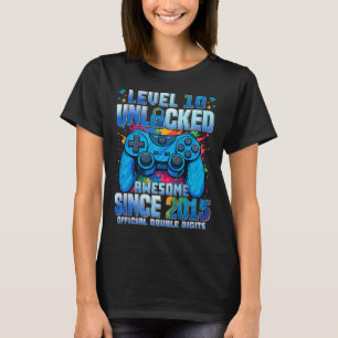 Level 10 Unlocked Awesome Since 2015 10th Birthday T-Shirt