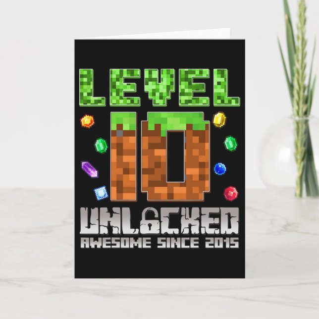 Level 10 Unlocked Awesome Since 2015 10th Pixel Ga Card (Front)