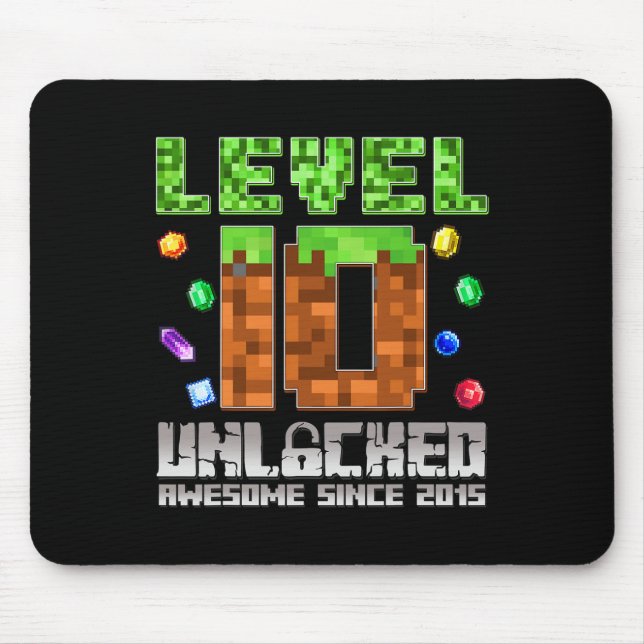 Level 10 Unlocked Awesome Since 2015 10th Pixel Ga Mouse Mat (Front)