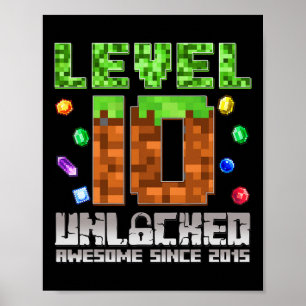 Level 10 Unlocked Awesome Since 2015 10th Pixel Ga Poster