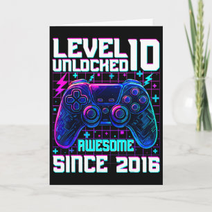 Level 10 Unlocked Awesome Since 2016 10th Birthday Card
