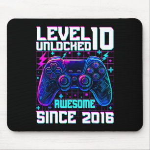 Level 10 Unlocked Awesome Since 2016 10th Birthday Mouse Mat