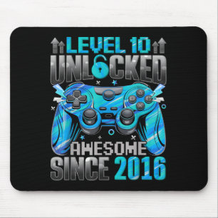 Level 10 Unlocked Awesome Since 2016 10th Birthday Mouse Mat