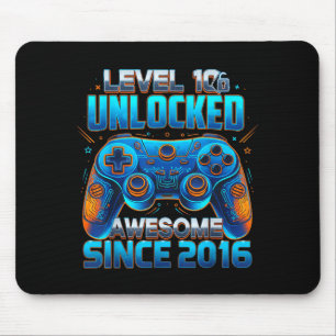 Level 10 Unlocked Awesome Since 2016 10th Birthday Mouse Mat