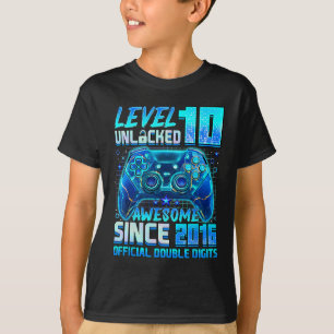 Level 10 Unlocked Awesome Since 2016 10th Birthday T-Shirt