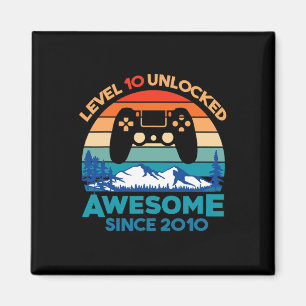 Level 10 Unlocked Birthday 10 Years Old Awesome Si Magnet