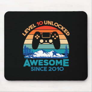Level 10 Unlocked Birthday 10 Years Old Awesome Si Mouse Mat