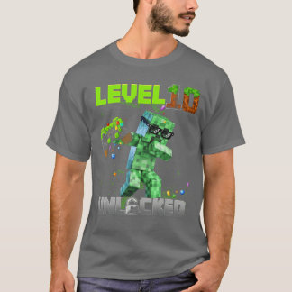 Level 10 Unlocked Birthday Boy Piel Gamer 10th Bir T-Shirt