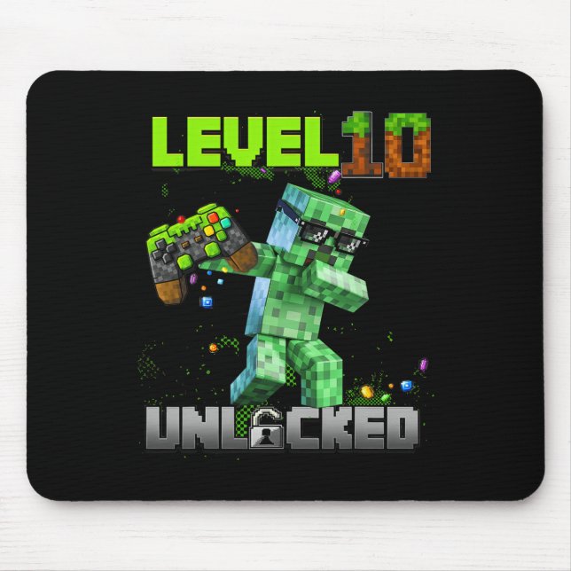 Level 10 Unlocked - Birthday Boy Pixel Gamer 10th  Mouse Mat (Front)