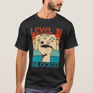 Level 10 Unlocked Birthday Funny Video Gamer Contr T-Shirt