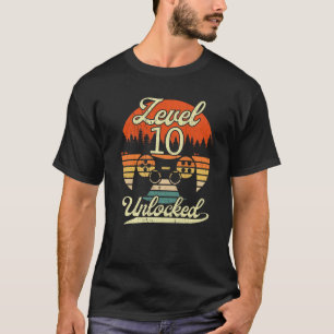 Level 10 Unlocked Boya Him Bday Video Gamer 10Th B T-Shirt