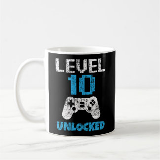 Level 10 Unlocked Fun 10Th Birthday 10 Year Old Ga Coffee Mug
