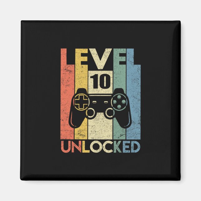 Level 10 Unlocked Funny Video Gamer 10th Birthday  Magnet (Front)
