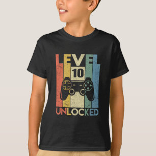 Level 10 Unlocked Funny Video Gamer 10th Birthday  T-Shirt