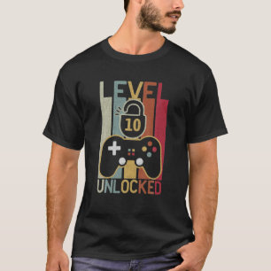 Level 10 Unlocked Funny Video Gamer 10Th Birthday T-Shirt