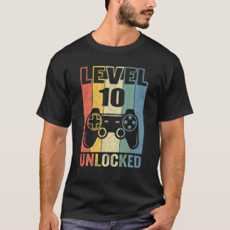 Level 10 Unlocked Funny Video Gamer 10Th Birthday T-Shirt
