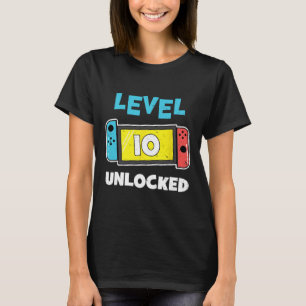 Level 10 Unlocked Gamer 10th Birthday Gift Video G T-Shirt