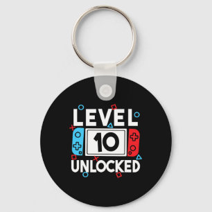 Level 10 Unlocked Gamer 10th Birthday Video Game B Key Ring