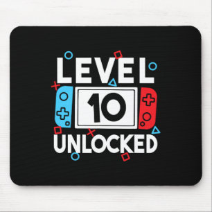 Level 10 Unlocked Gamer 10th Birthday Video Game B Mouse Mat