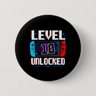 Level 10 Unlocked Gamer Boys 10th Birthday Gifts V 6 Cm Round Badge