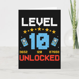 Level 10 Unlocked Kids 10th Birthday Vintage Video Card