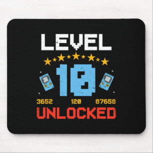 Level 10 Unlocked Kids 10th Birthday Vintage Video Mouse Mat