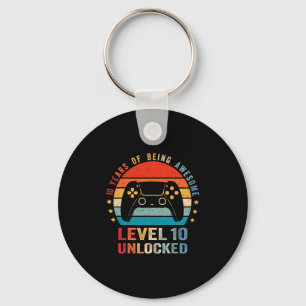 Level 10 Unlocked Shirt Funny Video Gamer 10th Bir Key Ring