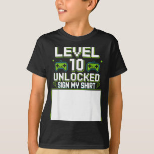 Level 10 unlocked sign shirt 10th birthday gamer