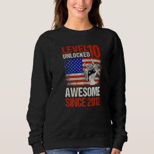 Level 10 Unlocked Since 2012 Usa Flag 10th Birthda Sweatshirt