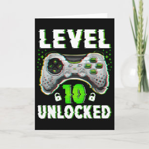 Level 10 Unlocked Video Game 10 Years Old Boy 10th Card