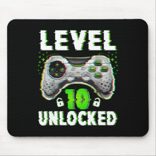 Level 10 Unlocked Video Game 10 Years Old Boy 10th Mouse Mat