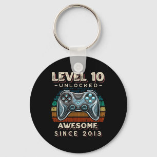 Level 10 Unlocked Video Game 10th Birthday 10 Yr O Key Ring
