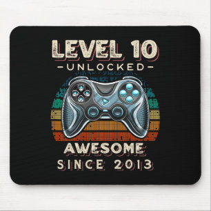 Level 10 Unlocked Video Game 10th Birthday 10 Yr O Mouse Mat