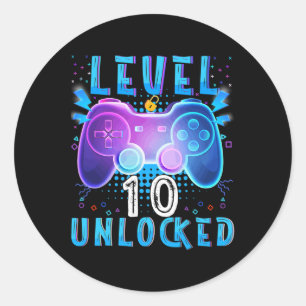 Level 10 Unlocked Video Game 10th Birthday Gamer B Classic Round Sticker