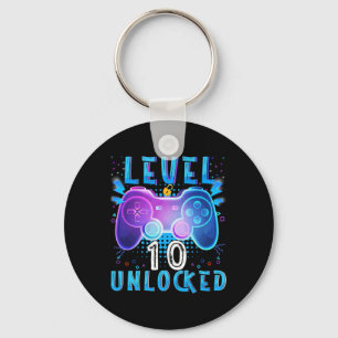 Level 10 Unlocked Video Game 10th Birthday Gamer B Key Ring