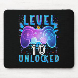 Level 10 Unlocked Video Game 10th Birthday Gamer B Mouse Mat