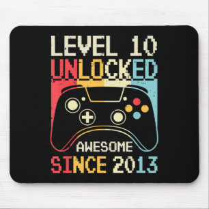 Level 10 Unlocked Video Game 10th Birthday Gamer B Mouse Mat