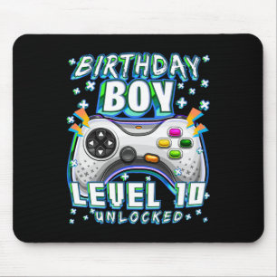 Level 10 Unlocked Video Game 10th Birthday Gamer B Mouse Mat