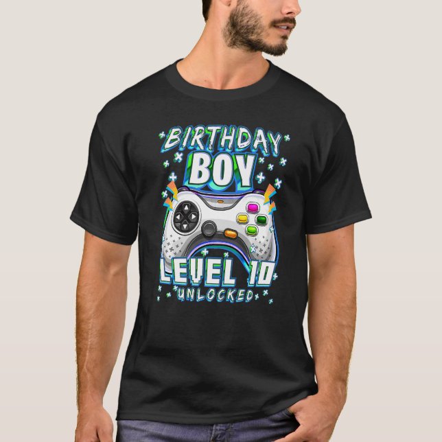 Level 10 Unlocked Video Game 10th Birthday Gamer B T-Shirt (Front)