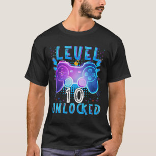 Level 10 Unlocked Video Game 10th Birthday Gamer B T-Shirt