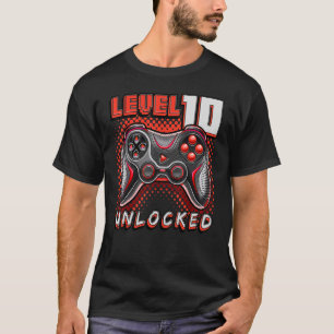 Level 10 Unlocked Video Game 10th Birthday Gamer B T-Shirt