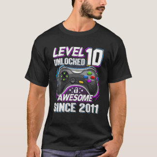 Level 10 Unlocked Video Game Awesome 2011 10 Years T-Shirt