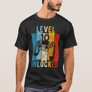 Level 10 Unlocked Video Gamer 10 Year Old 10th Bir T-Shirt